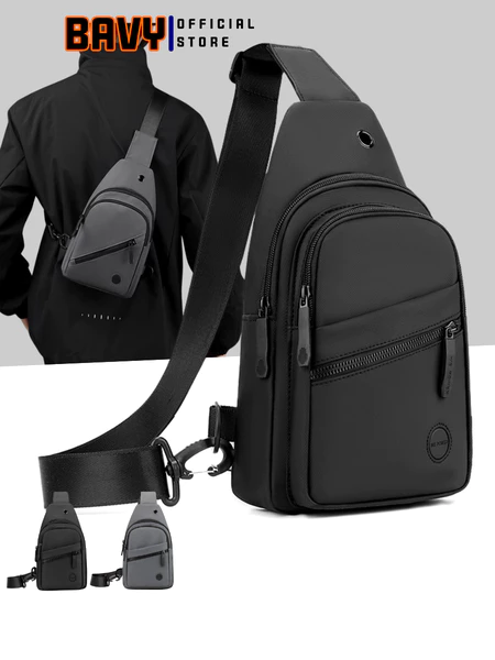 Túi đeo chéo nam vải chống nước, túi bao tử nam nhỏ gọn cao cấp kiểu dáng thể thao thời trang Ba Vy FASHION TĐC34AB
