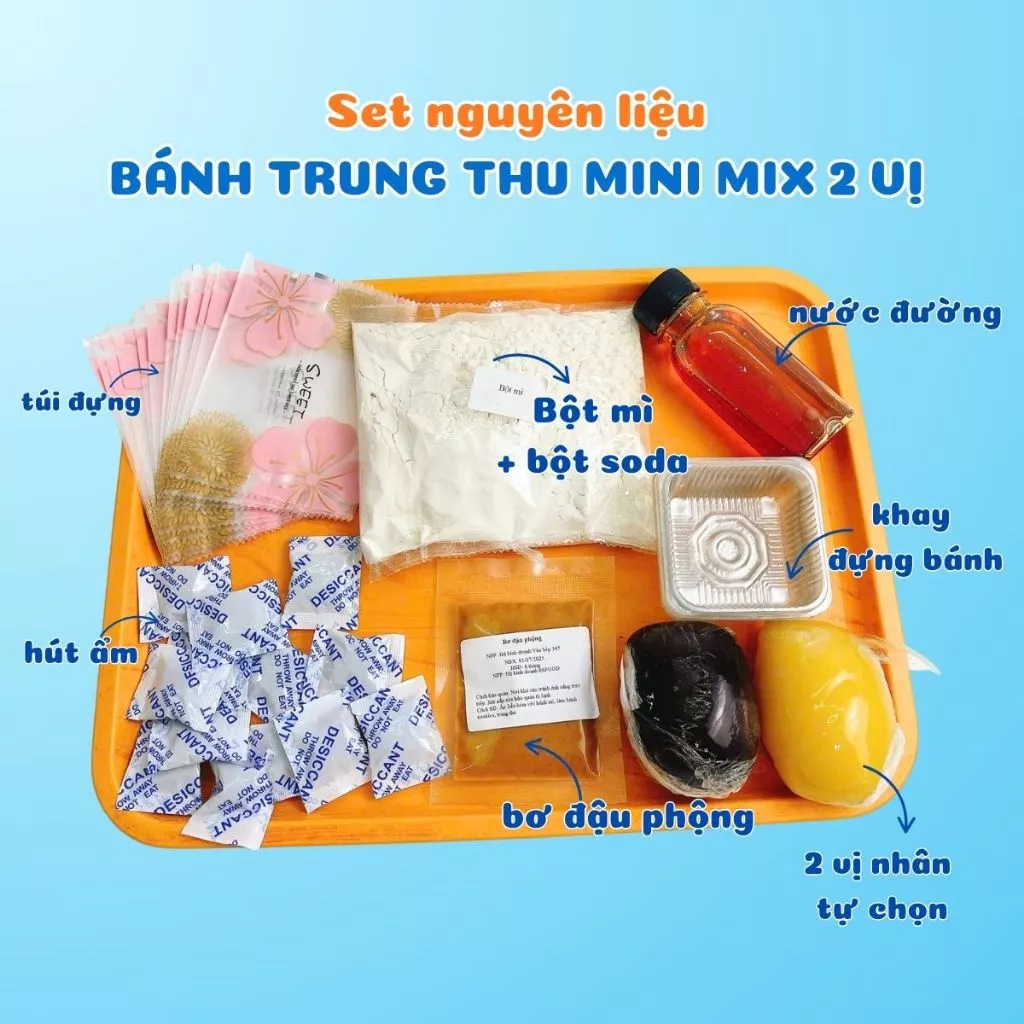 Set Nguyên Liệu Làm Bánh Trung Thu Nướng Mini 2 Vị Tự Chọn Thành Phẩm 12 Chiếc 50gr - Nhà 6SFOOD