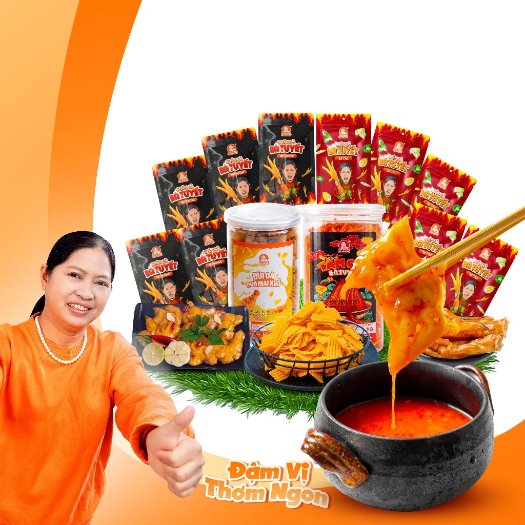 [Tặng 1 hũ sốt chấm] Combo SONG GÀ SONG BIM: 10 loại chân + 1 bim bim tăm cay+ 1 hũ đùi gà