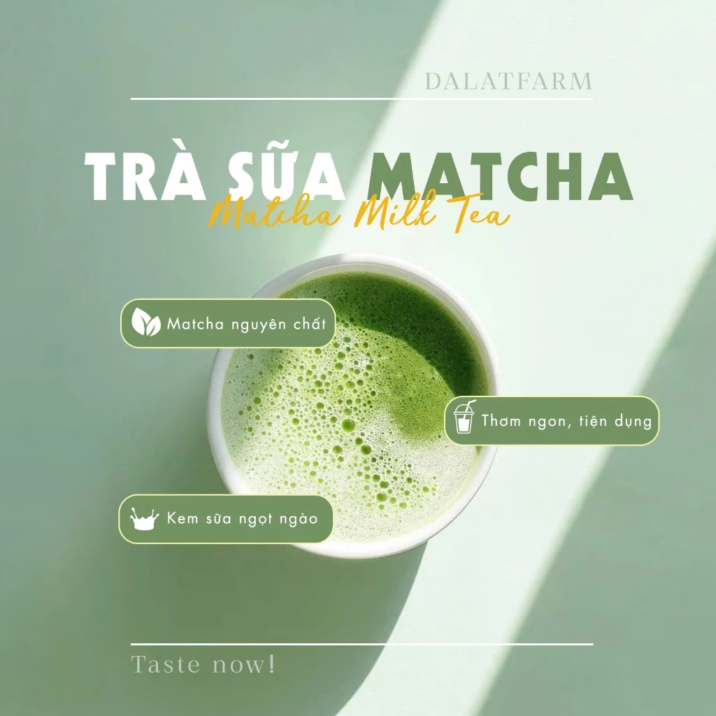 Trà Sữa Matcha Latte DalatFarm - Hộp 240g (12 túi x 20g)