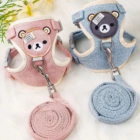 Dây Dắt Chó Mèo Yếm Lưng Body Hoạt Hình Mặt Mèo Dây Dẫn Cho Thú Cưng #A003