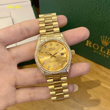 Đồng hồ Rolex nam - viền đá daimond cao cấp, dây kim loại đúc nguyên khối không bay màu, thời trang sang trọng, quý phái