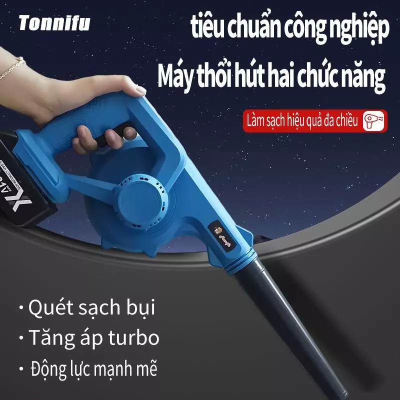 Máy thổi hút bụi pin cầm tay công suất lớn 2 trong 1 có thể tháo rời dùng chân phổ thông thổi lá, bụi công nghiệp 912