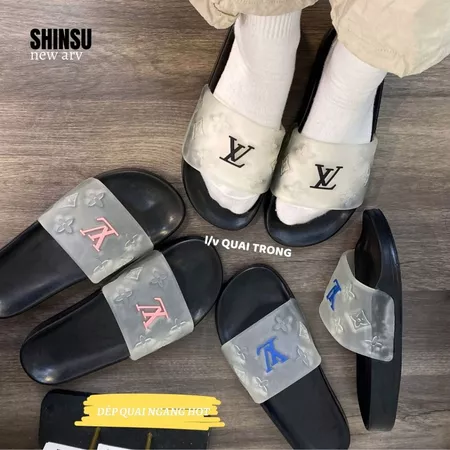 Dép Quai ngang nam nữ LV quai nét bản trendy - Dép đi chơi thời trang