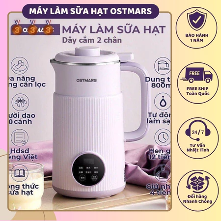 Máy Làm Sữa Hạt Đa Năng OSTMARS Nấu Cháo Súp Hẹn Giờ Thông Minh Công Suất 600W, Dung Tích 800ml -VT