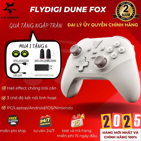 Tay cầm chơi game Flydigi Dune Fox không dây 2.4G, Hall Effect Joystick, Build chắc chắn