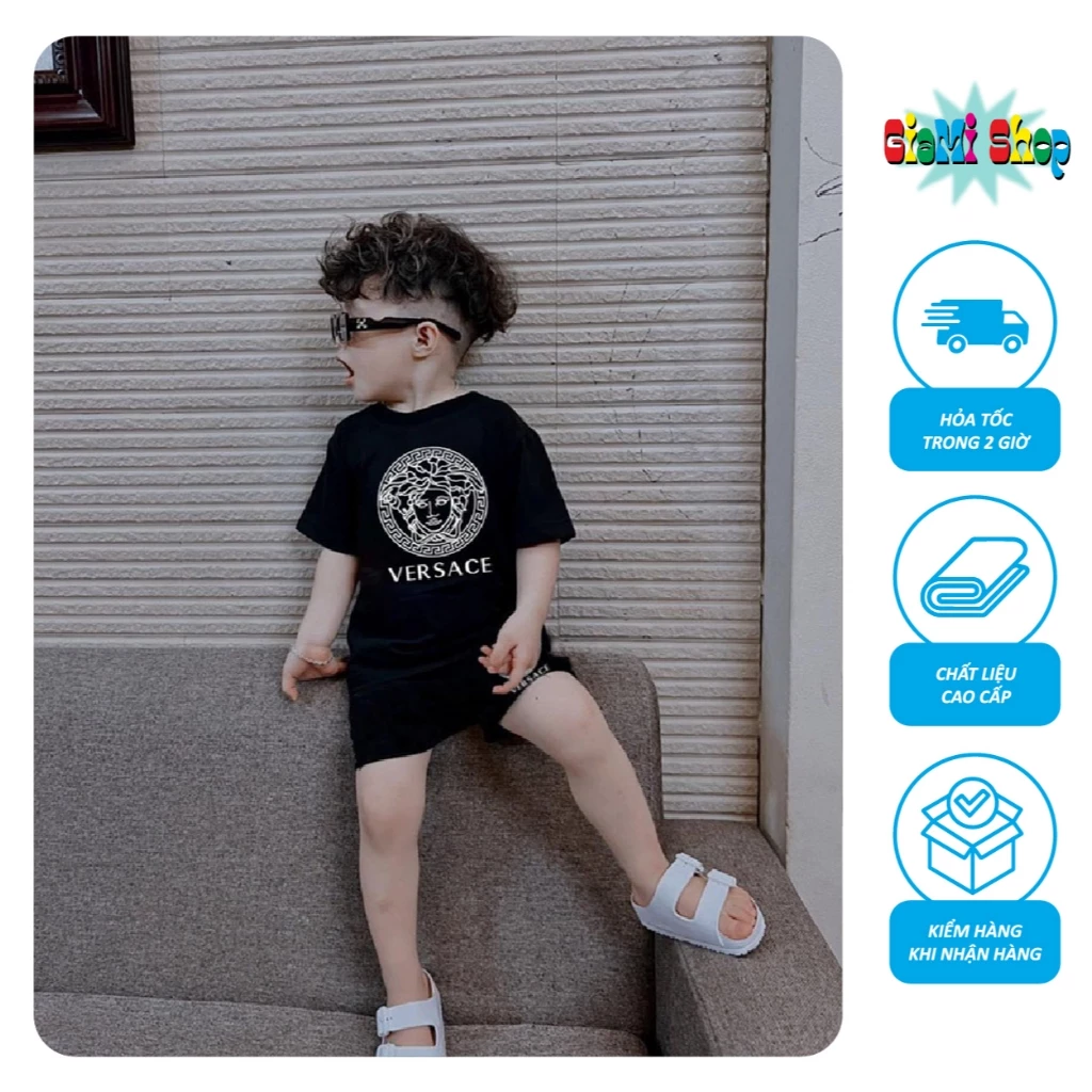 Bộ quần áo cho bé trai in VESACHI chất liệu cotton co dãn 4c size 10-63kg GiaMi Shop VS01