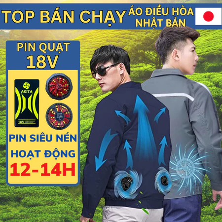 ÁO ĐIỀU HÒA AKITA 18V, QUẠT ÁO ĐIỀU HÒA CÔNG SUẤT LỚN PIN TRÂU CHẠY 12-14h,GIÁ SỰC TỐT